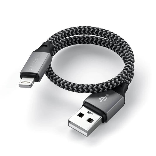 Pletený kabel Satechi USB-A na Lightning 25 cm – šedý - iSTYLE CZ