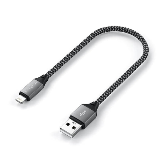 Pletený kabel Satechi USB-A na Lightning 25 cm – šedý - iSTYLE CZ