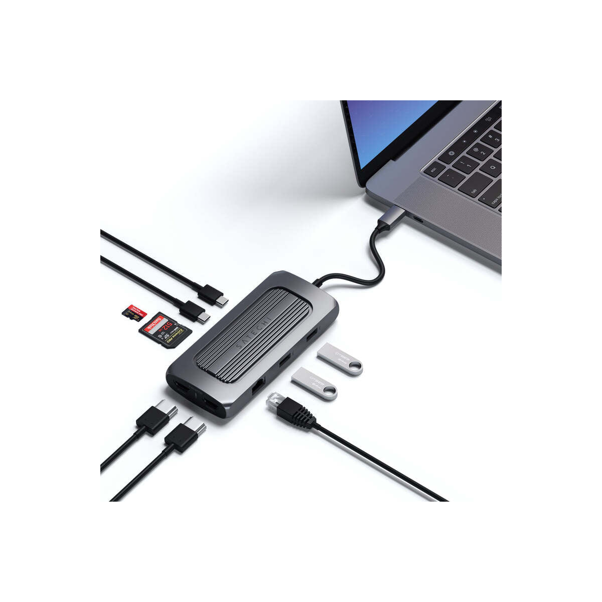 Hliníkový víceportový USB-C adaptér MX Satechi - vesmírně šedý - iSTYLE CZ
