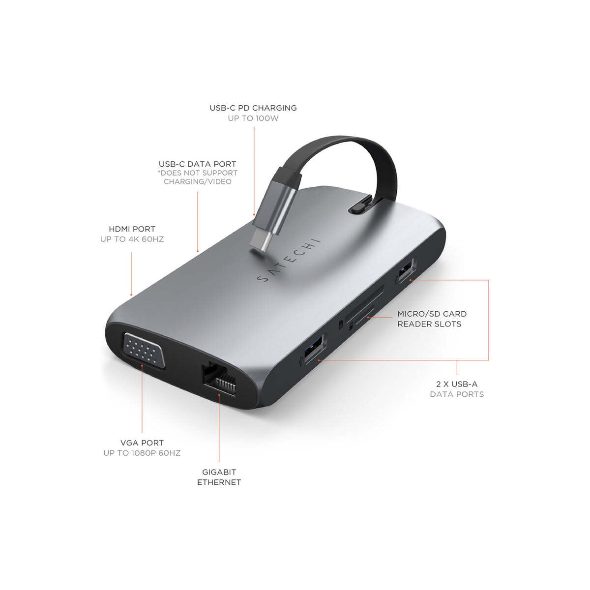 Víceportový cestovní USB-C adaptér Satechi - vesmírně šedý - iSTYLE CZ