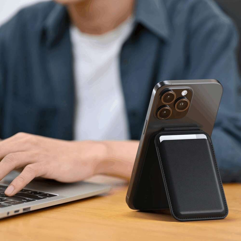 Magnetický stojánek s peněženkou pro iPhone Satechi - černý - iSTYLE CZ
