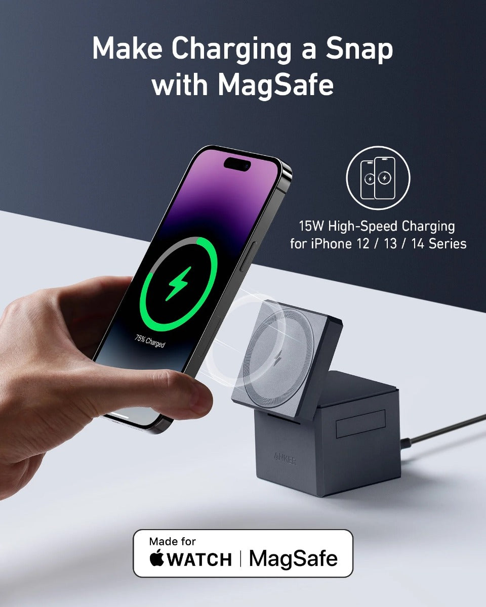 MagSafe bezdrátová nabíječka Anker 3in1 Cube MagGo - iSTYLE CZ