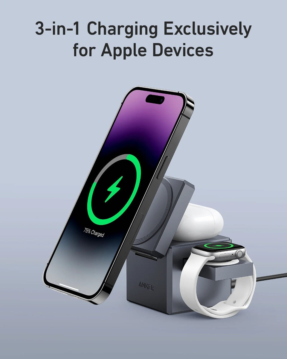MagSafe bezdrátová nabíječka Anker 3in1 Cube MagGo - iSTYLE CZ