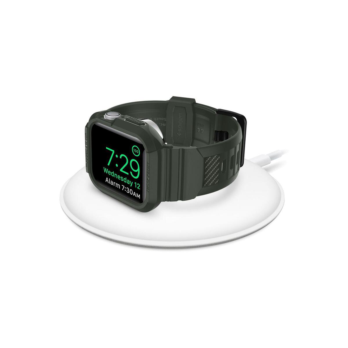 Ochranný kryt s řemínkem na Apple Watch 44 mm Spigen Rugged Armor Pro - zelený