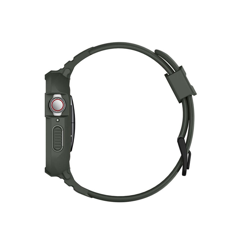 Ochranný kryt s řemínkem na Apple Watch 44 mm Spigen Rugged Armor Pro - zelený