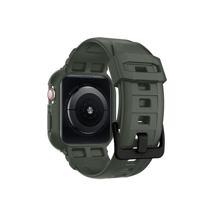 Ochranný kryt s řemínkem na Apple Watch 44 mm Spigen Rugged Armor Pro - zelený