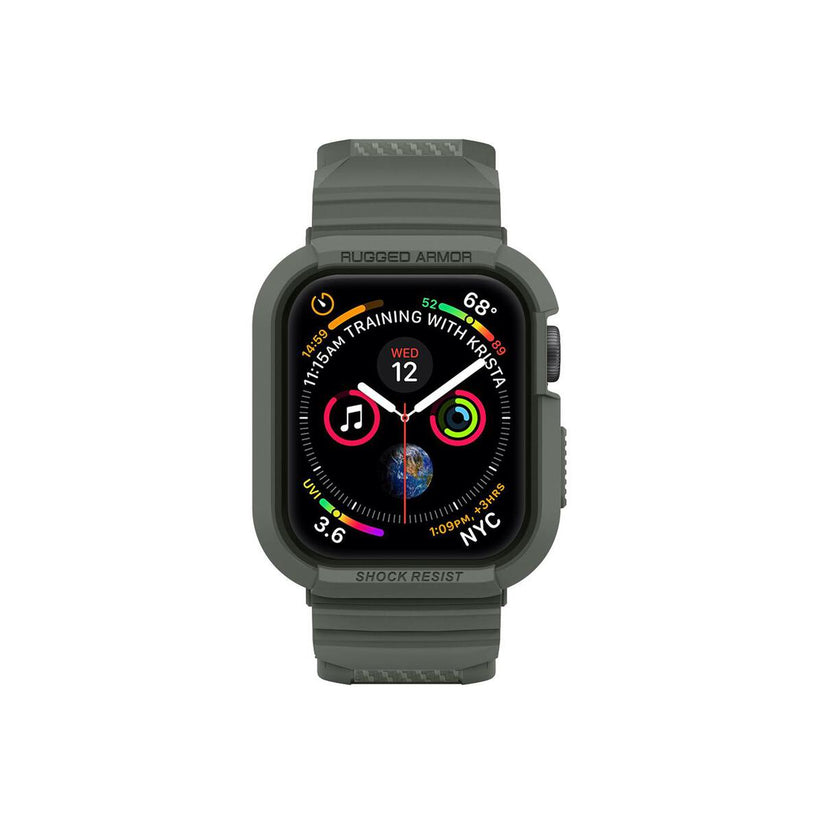 Ochranný kryt s řemínkem na Apple Watch 44 mm Spigen Rugged Armor Pro - zelený
