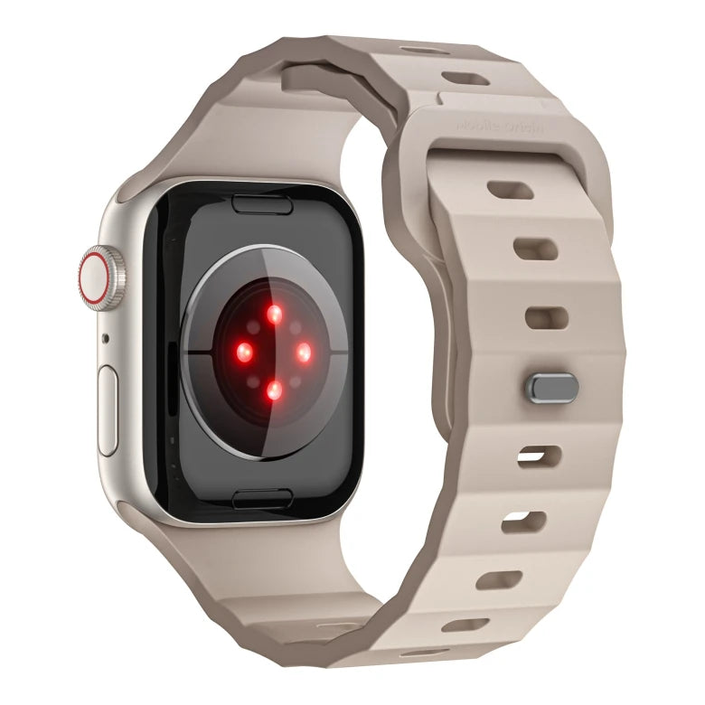 Řemínek pro Apple Watch 44/45/46/49 mm Mobile Origin FKM Strap s kovovým zapínáním - béžový - iSTYLE.cz
