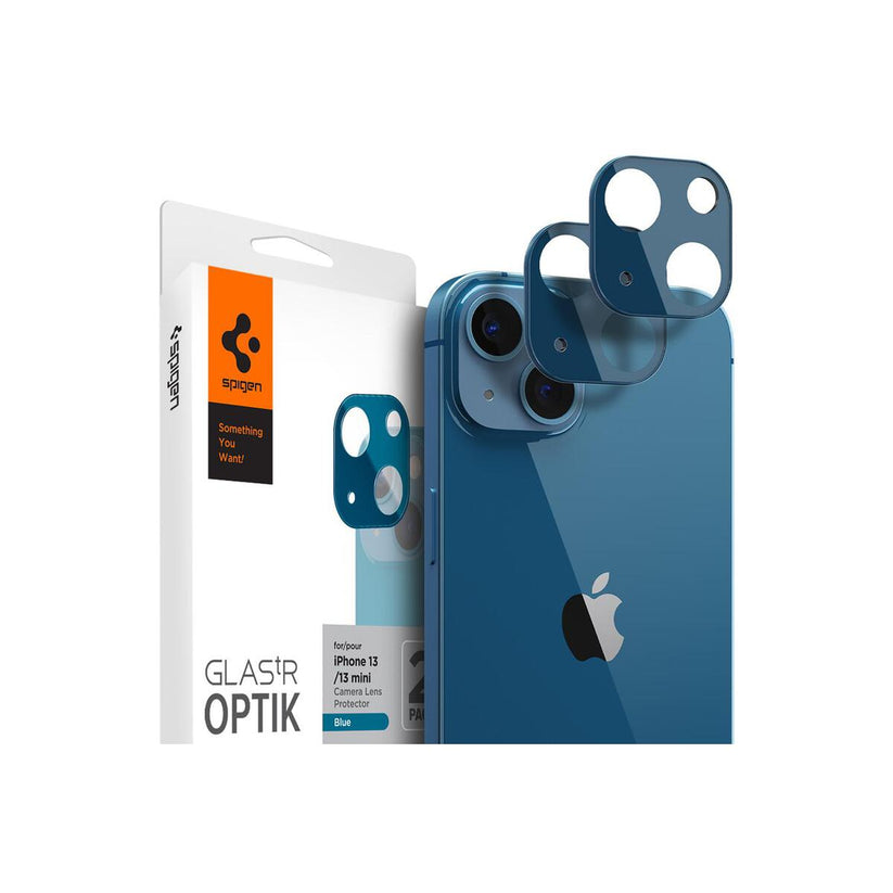 Ochranné sklo na fotoaparát pro iPhone 13/13 mini Spigen tR Optik 2 Pack - modré