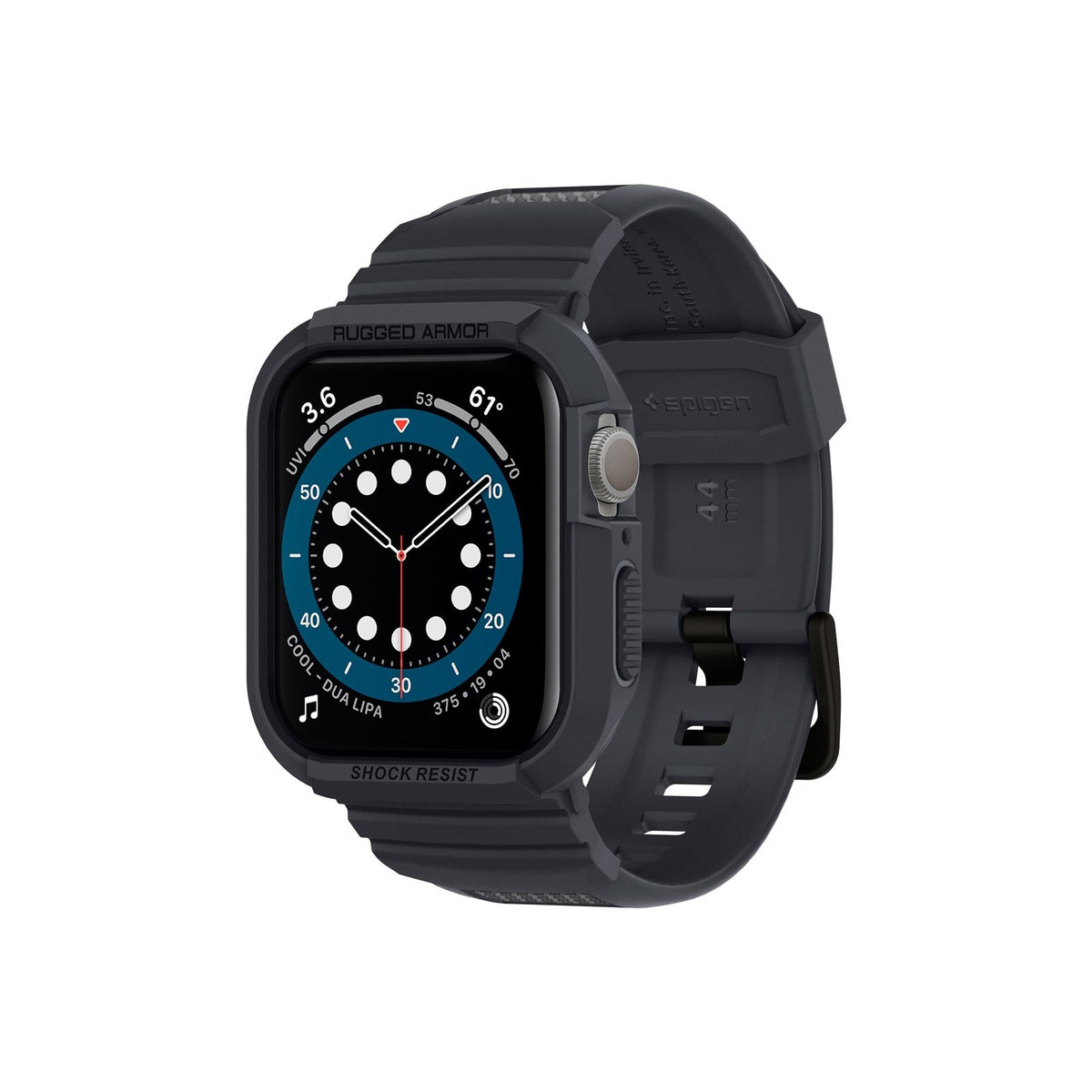 Ochranný kryt s řemínkem na Apple Watch 44 mm Spigen Rugged Armor Pro - šedý