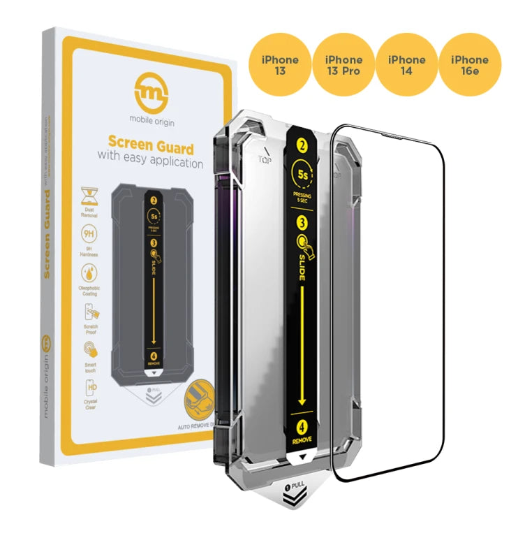 Ochranné sklo pro iPhone 16e/14/13/13 Pro Mobile Origin Screen Guard s aplikátorem