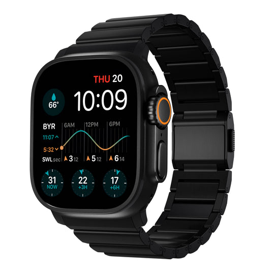 Řemínek pro Apple Watch 45/46/49 mm Nomad Titanium Band V2 - černý