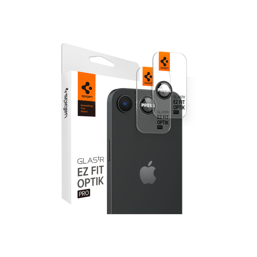 Ochranné sklo na čočku pro iPhone 16e Spigen Glass tR EZ Fit Optik Pro (2ks) - černé - iSTYLE CZ