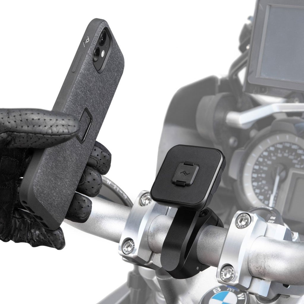 Držák telefonu s pojistkou a nabíjením Peak Design Mobile Motorcycle Mount Bar Mount - černý - iSTYLE CZ