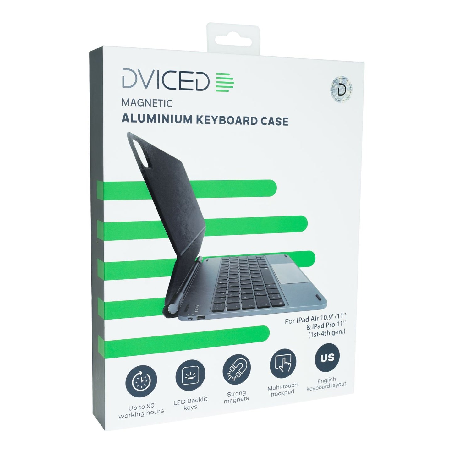 Kryt s klávesnicí pro iPad Air/Pro 11" Dviced Magnetic Aluminium - US - tmavě šedý