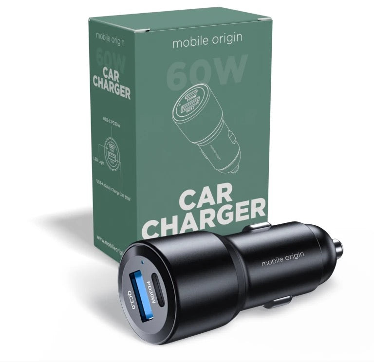 Nabíječka do auta Mobile Origin Car Charger 60W USB-C a USB-A - iSTYLE CZ