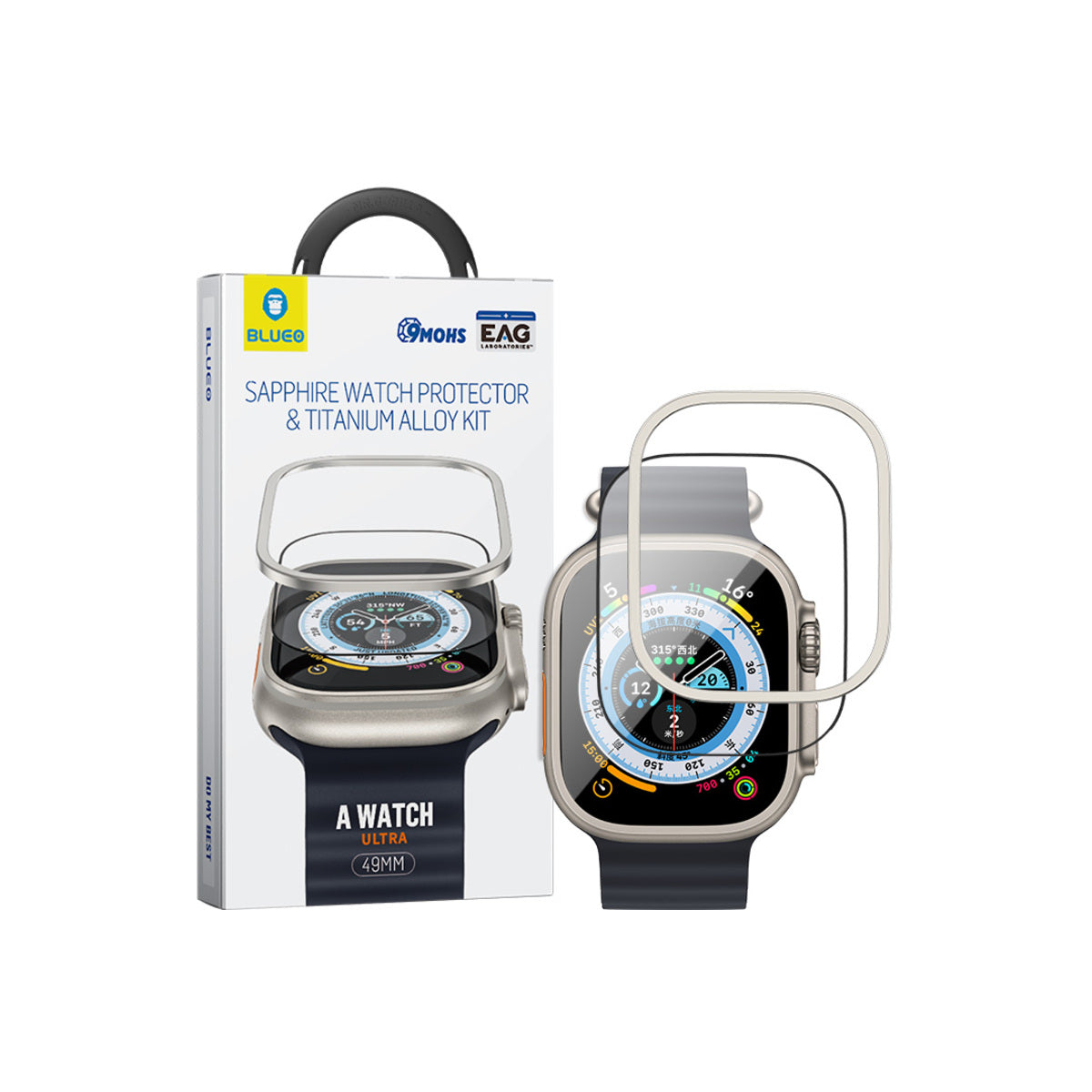 Safírové sklo s titanovým rámem pro Apple Watch Ultra Blueo - iSTYLE CZ