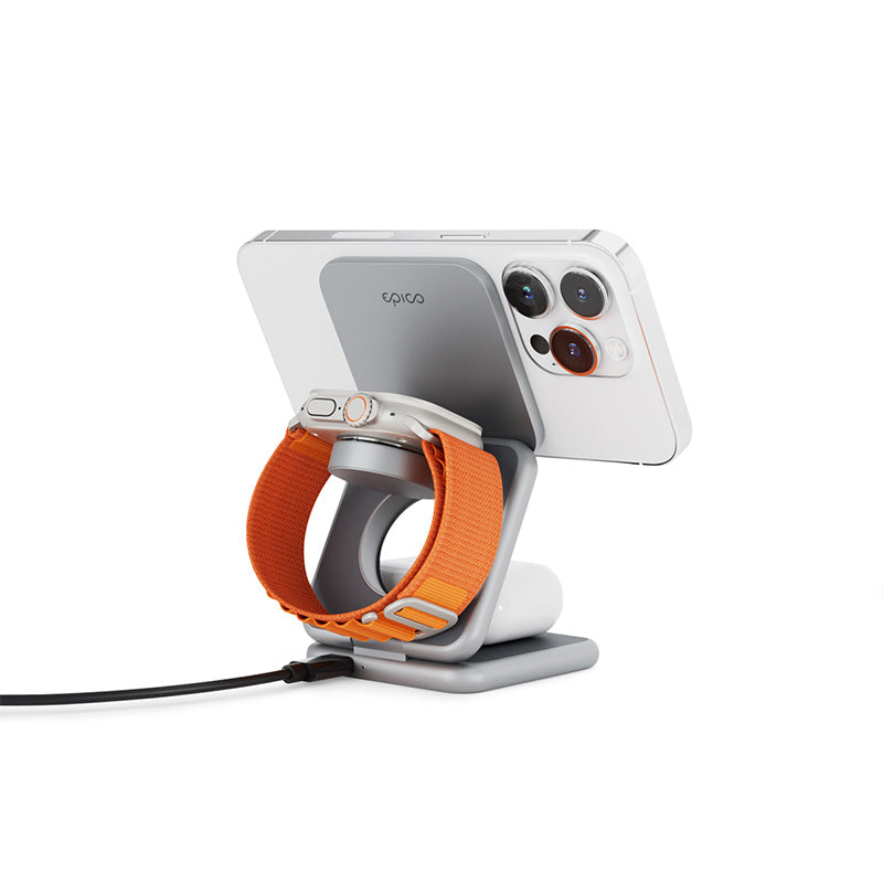 Skládací nabíjecí stojan Epico Mag+ kompatibilní s MagSafe - vesmírně šedý