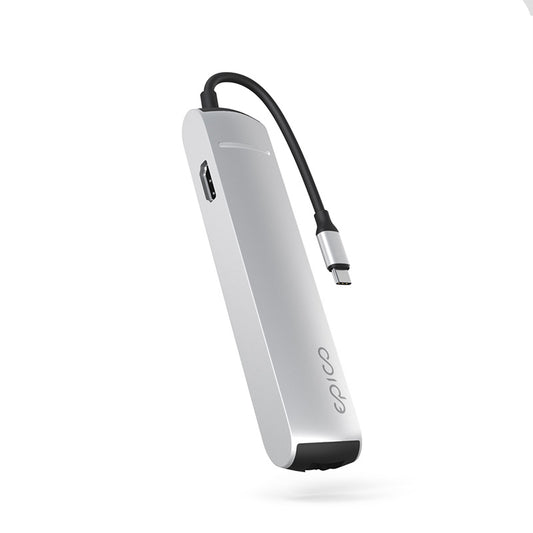 Hliníkový USB-C hub 6v1 Epico s podporou 8K - stříbrný - iSTYLE CZ