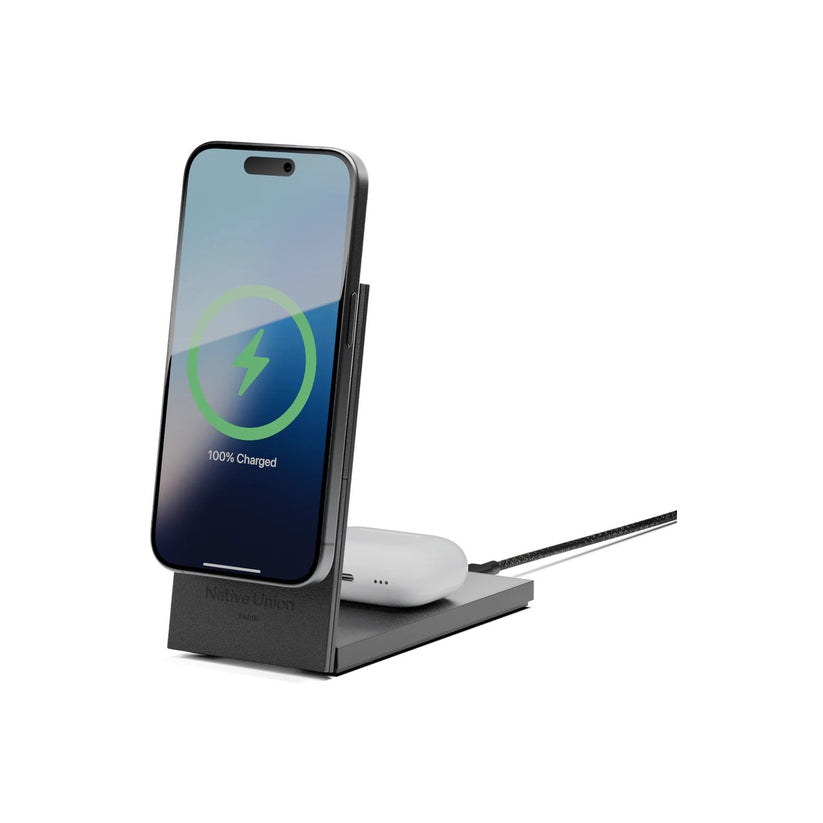 Bezdrátová nabíječka Native Union Rise 2-in-1 Qi2 - černá - iSTYLE CZ