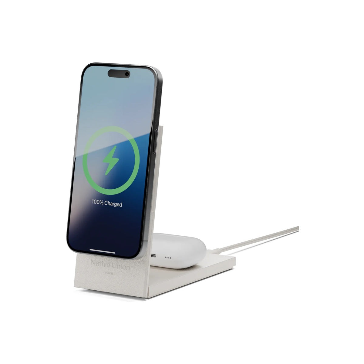 Bezdrátová nabíječka Native Union Rise 2-in-1 Qi2 - stříbrná - iSTYLE CZ