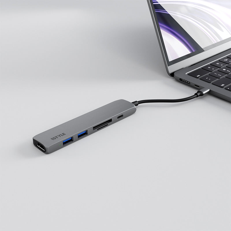 Hliníkový 8K HUB 6v1 s konektorem USB-C iSTYLE - vesmírně šedý - iSTYLE CZ