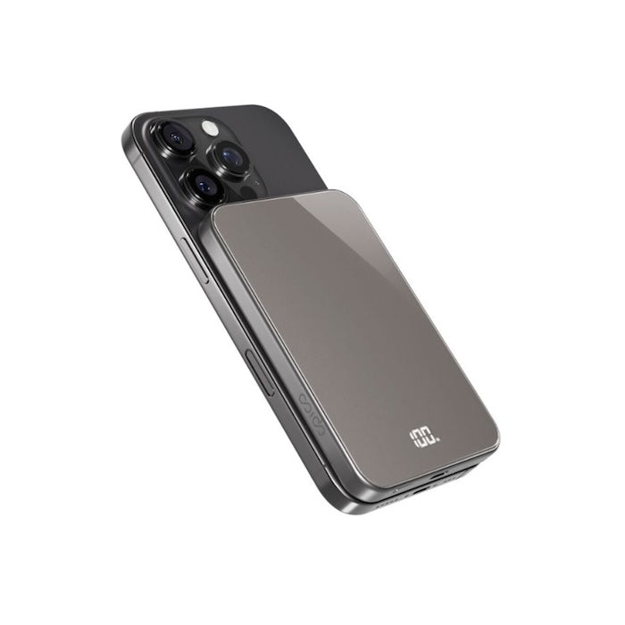 MagSafe bezdrátová powerbanka Epico UltraPack 5000mAh Mag+ - stříbrná - iSTYLE CZ