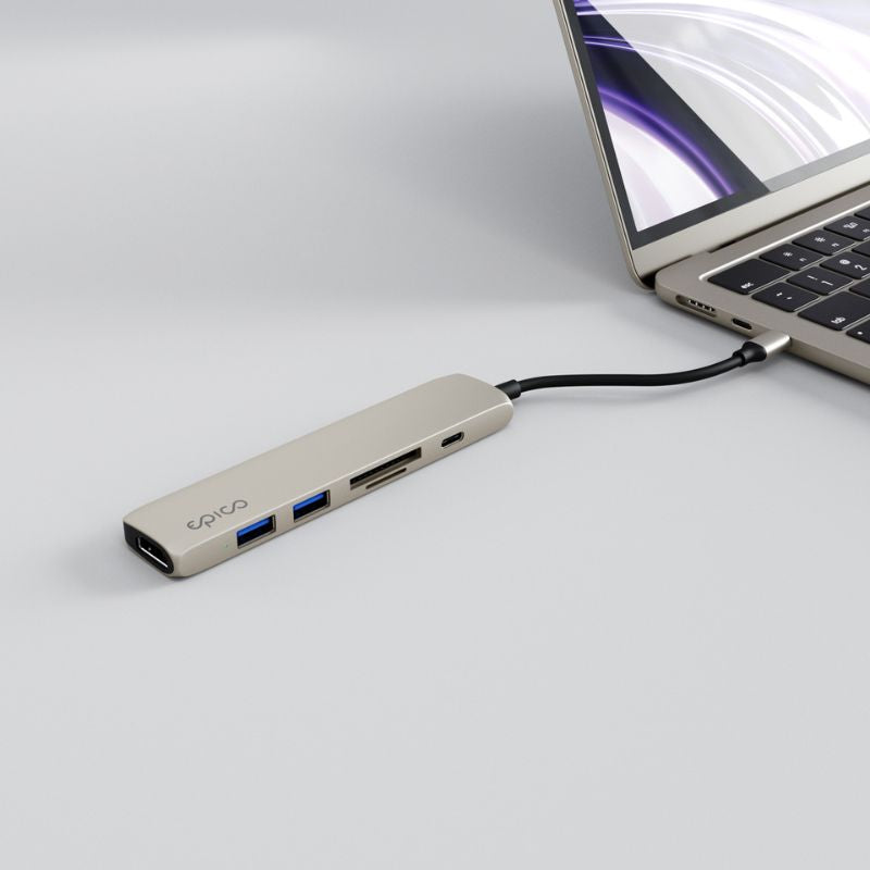 Hub Epico 6in1 Aluminium 8K s USB-C konektorem - hvězdně bílý