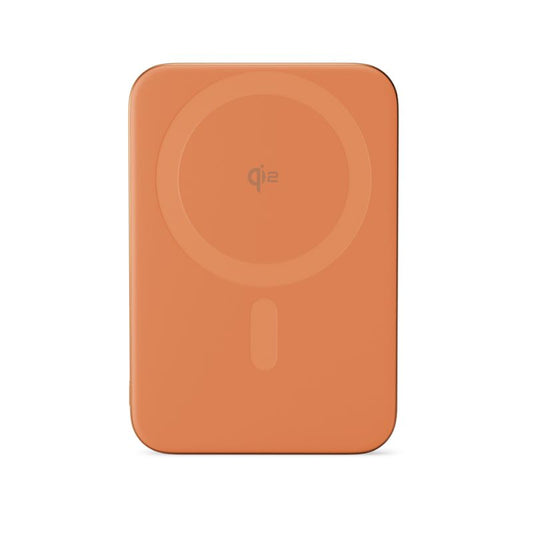Tenká hliníková MagSafe powerbanka Epico UltraPack Qi2 Slim 5000mAh - oranžová - iSTYLE.cz
