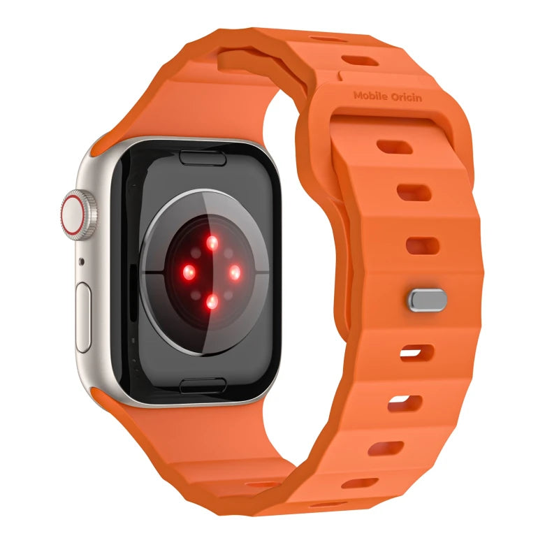 Řemínek pro Apple Watch 44/45/46/49 mm Mobile Origin FKM Strap s kovovým zapínáním - oranžový