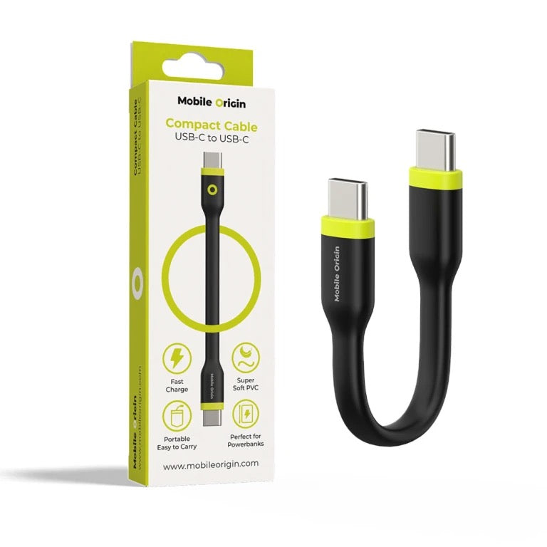 Kabel 60W Mobile Origin Compact USB-C / USB-C 10cm - černý - iSTYLE CZ