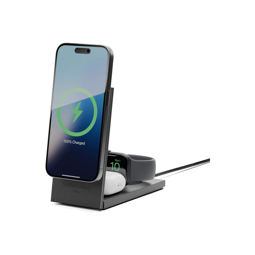 Bezdrátová nabíječka Native Union Rise 3-in-1 Qi2 - černá - iSTYLE CZ
