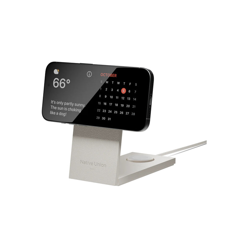 Bezdrátová nabíječka s mezinárodními adaptéry Native Union Rise 3-in-1 Qi2 - stříbrná - iSTYLE CZ