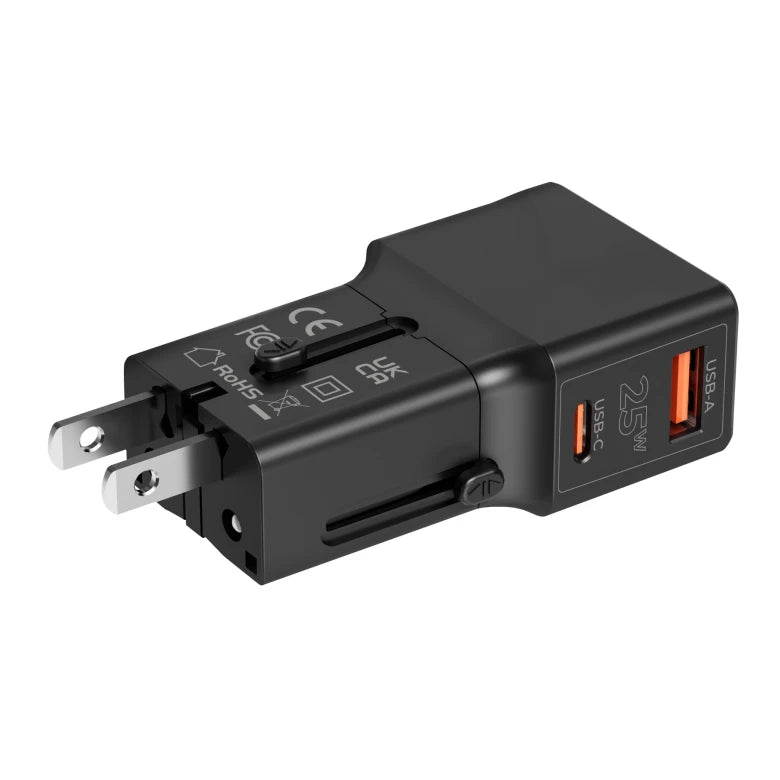 25W cestovní adaptér Mobile Origin Travel Adapter - černý