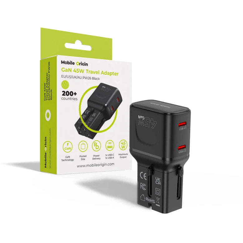 45W cestovní adaptér Mobile Origin PW26 - černý - iSTYLE.cz