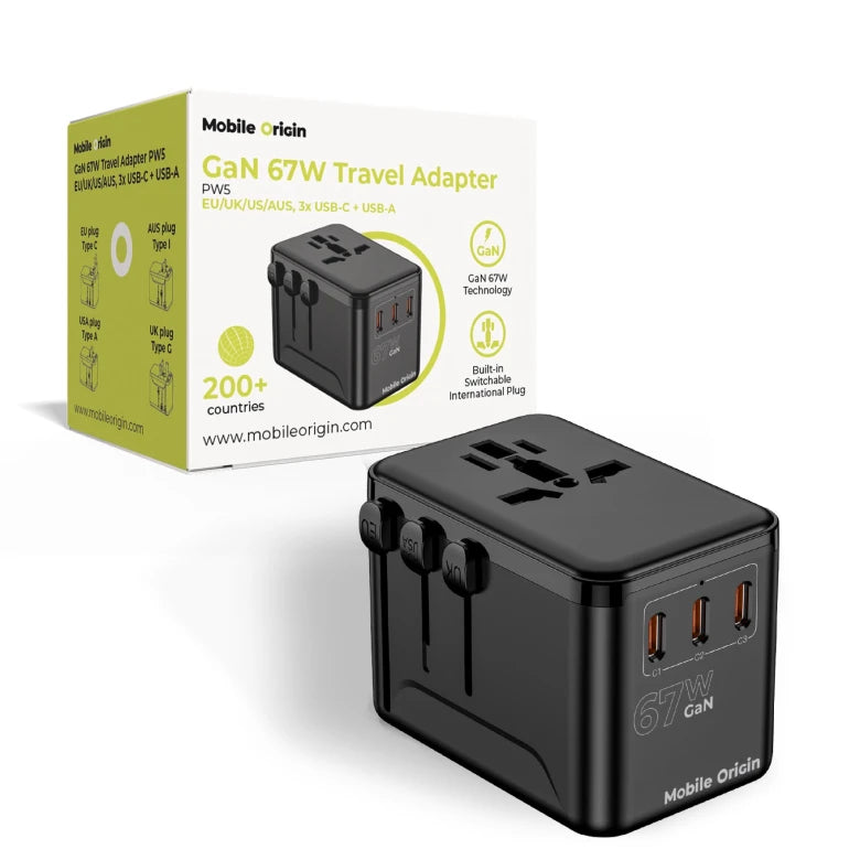 Cestovní adaptér Mobile Origin GaN 67W Travel Adapter