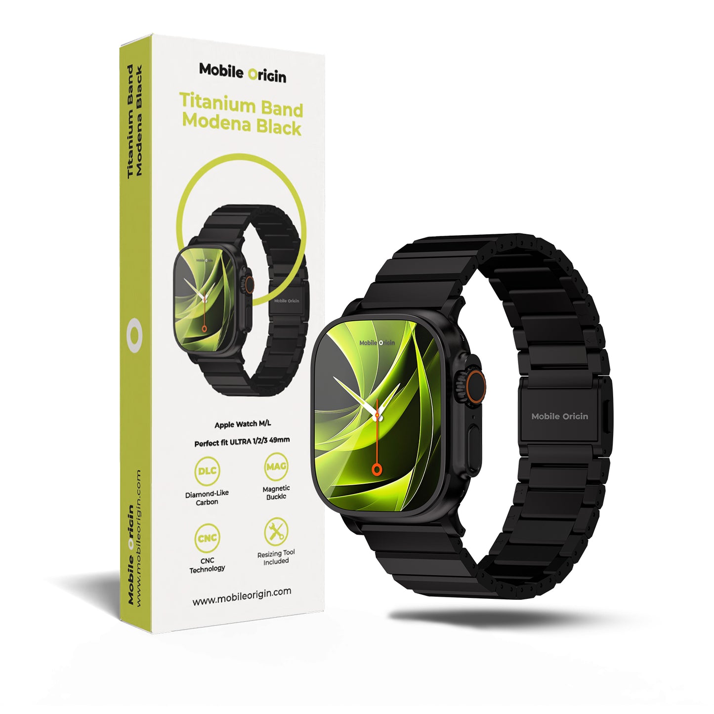 Titanový řemínek pro Apple Watch Ultra 44/45/46/49 mm Mobile Origin Titanium Band Modena - černý