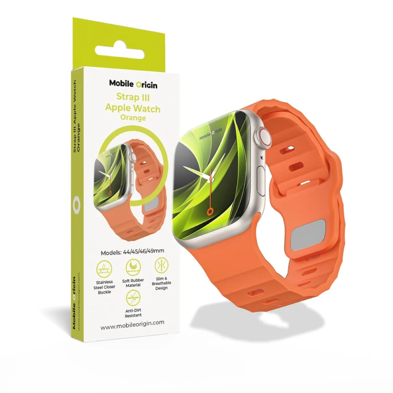Řemínek pro Apple Watch 44/45/46/49 mm Mobile Origin FKM Strap s kovovým zapínáním - oranžový