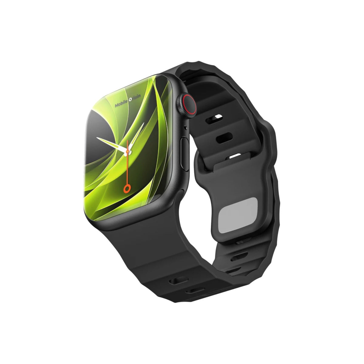 Řemínek pro Apple Watch 44/45/46/49 mm Mobile Origin FKM Strap s kovovým zapínáním - černý