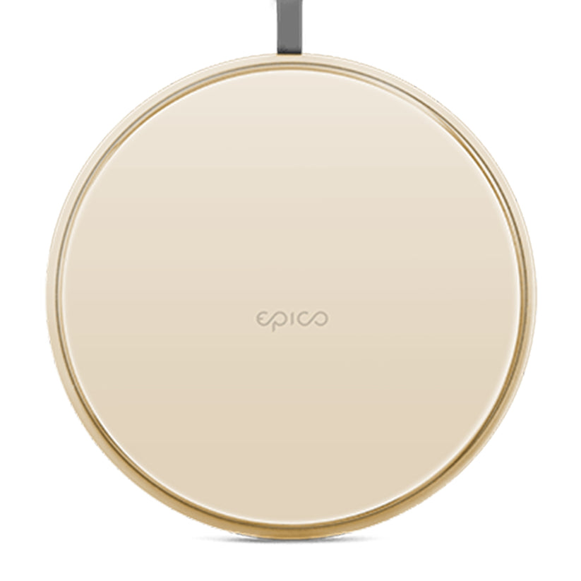 Ultratenká bezdrátová nabíječka Epico 10W s integrovaným kabelem - zlatá
