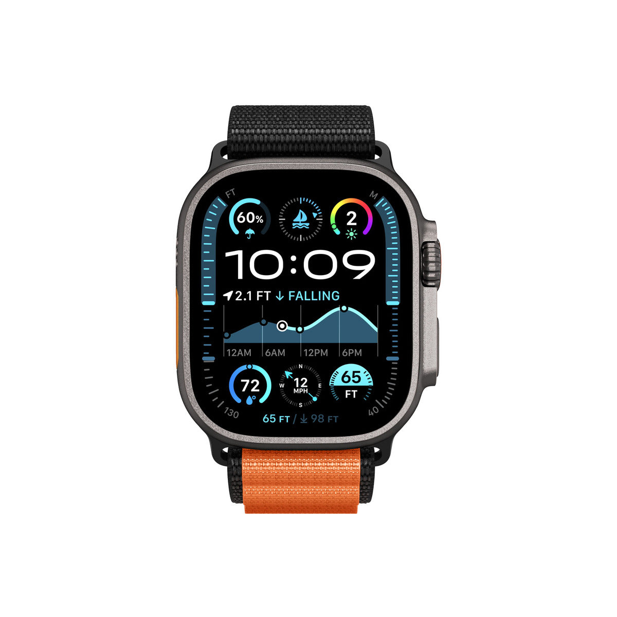 Řemínek pro Apple Watch 49mm/46mm/45mm/44mm Spigen Fabric Band (Hook) - černo-oranžový