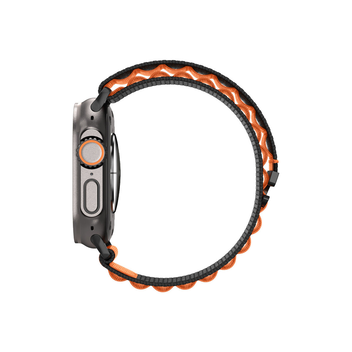 Řemínek pro Apple Watch 49mm/46mm/45mm/44mm Spigen Fabric Band (Hook) - černo-oranžový