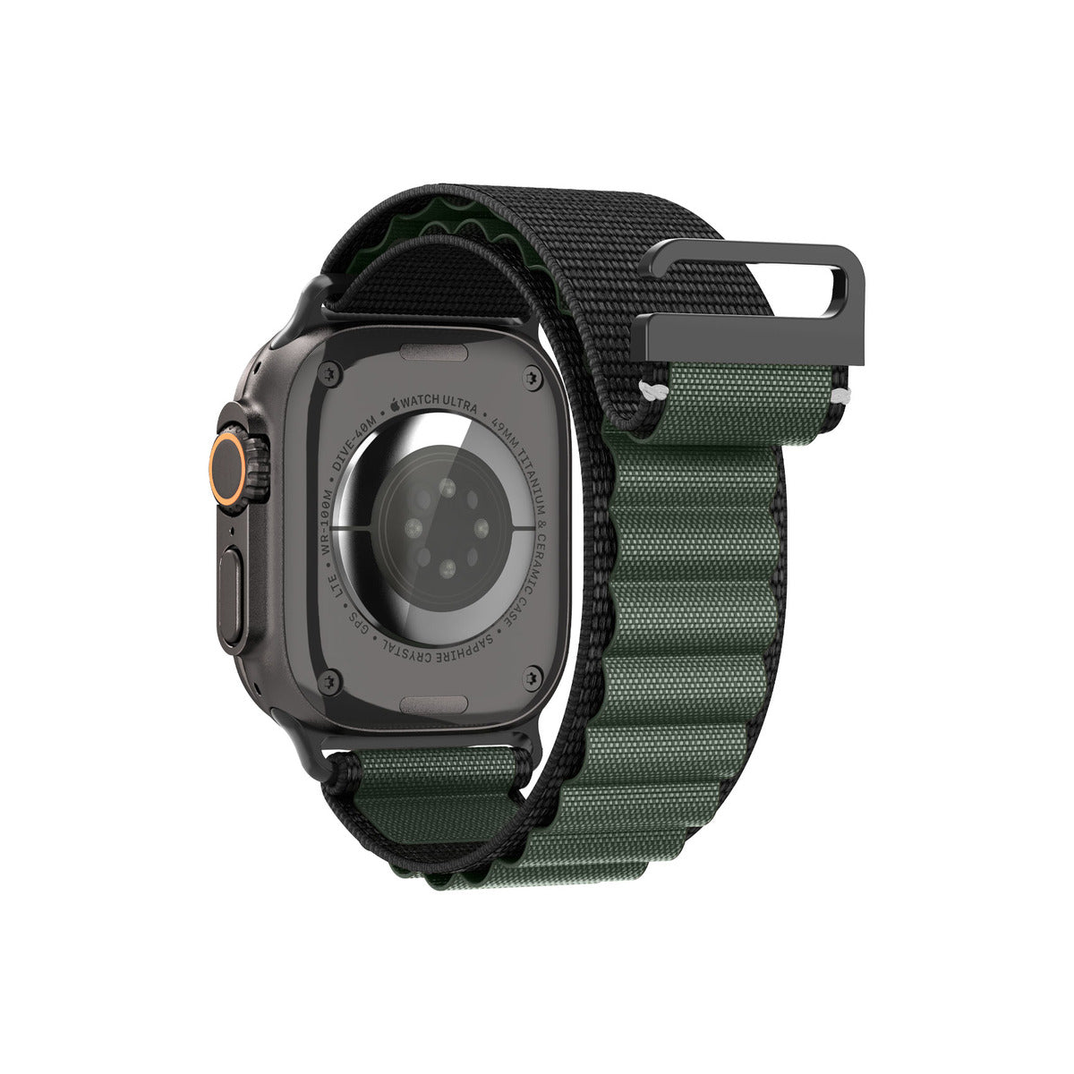 Řemínek pro Apple Watch 49mm/46mm/45mm/44mm Spigen Fabric Band (Hook) - černo-zelený