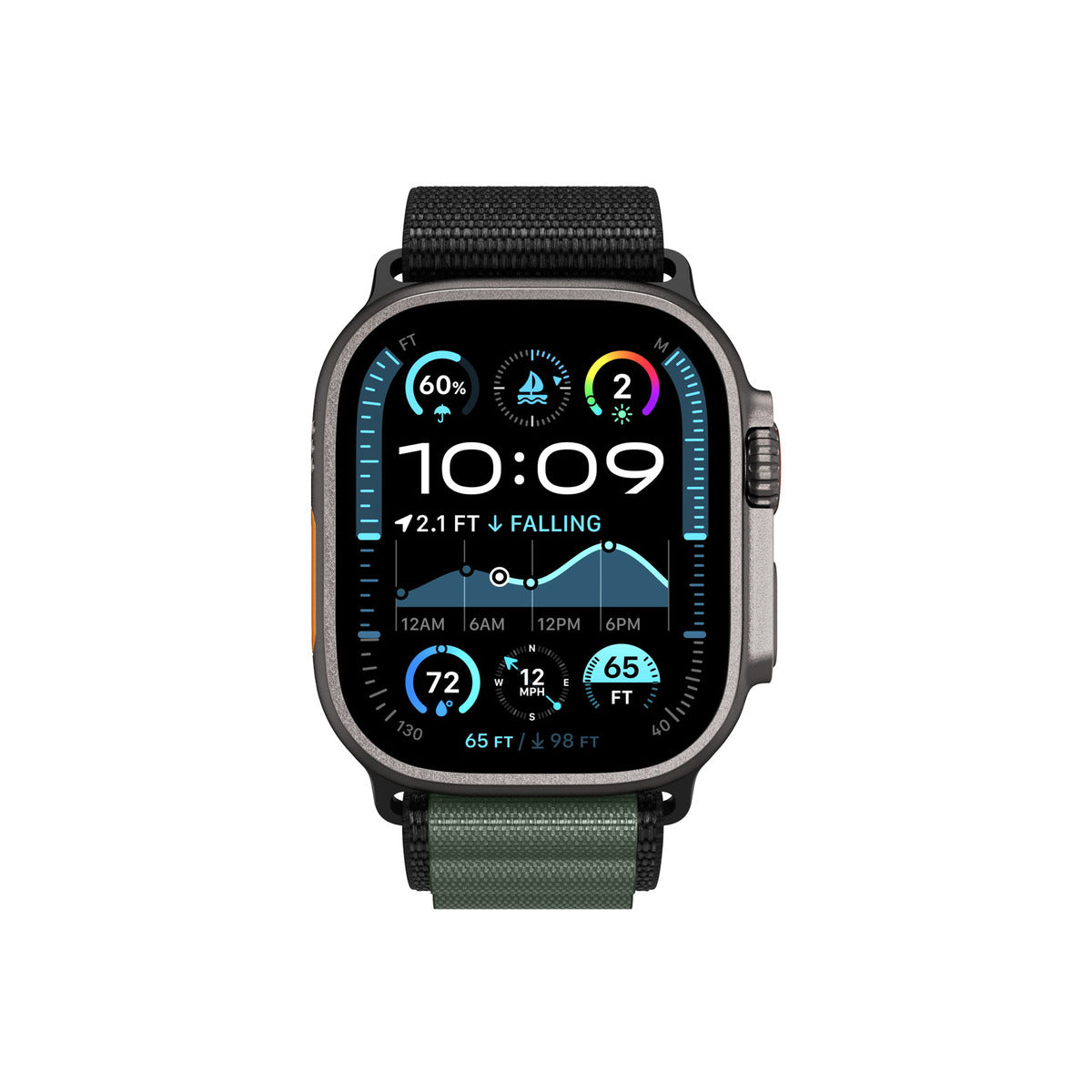 Řemínek pro Apple Watch 49mm/46mm/45mm/44mm Spigen Fabric Band (Hook) - černo-zelený