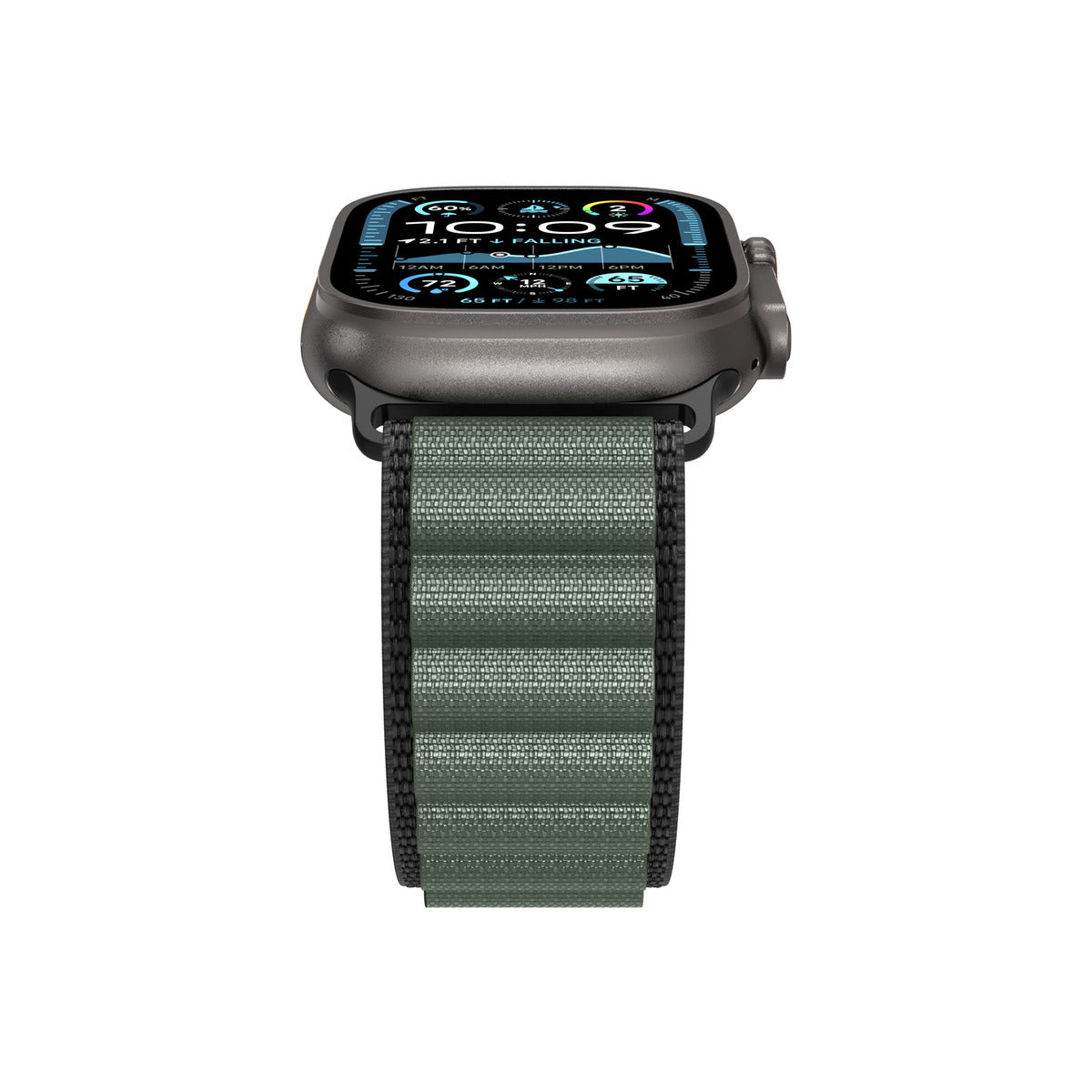 Řemínek pro Apple Watch 49mm/46mm/45mm/44mm Spigen Fabric Band (Hook) - černo-zelený