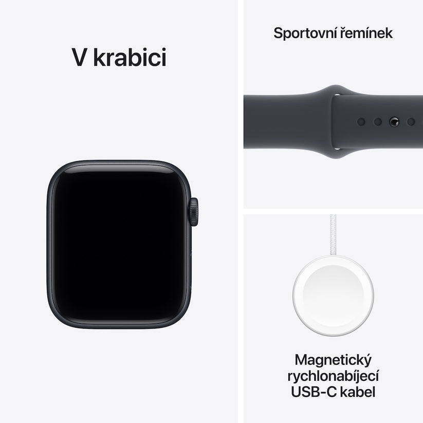 Apple Watch SE 3 GPS 44mm temně inkoustové hliníkové pouzdro s temně inkoustovým sportovním řemínkem - M/L - iSTYLE CZ