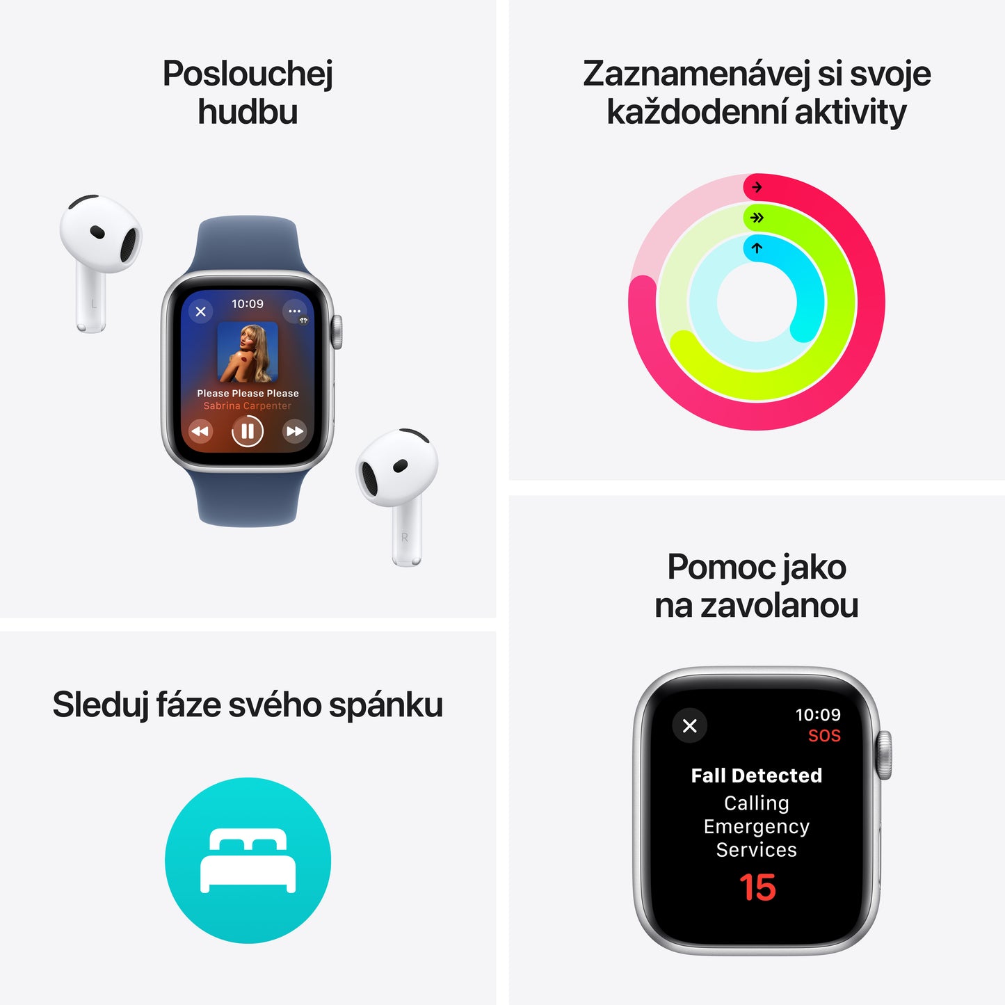 Apple Watch SE GPS 40mm hvězdně bílé hliníkové pouzdro s jezerně zeleným provlékacím sportovním řemínkem