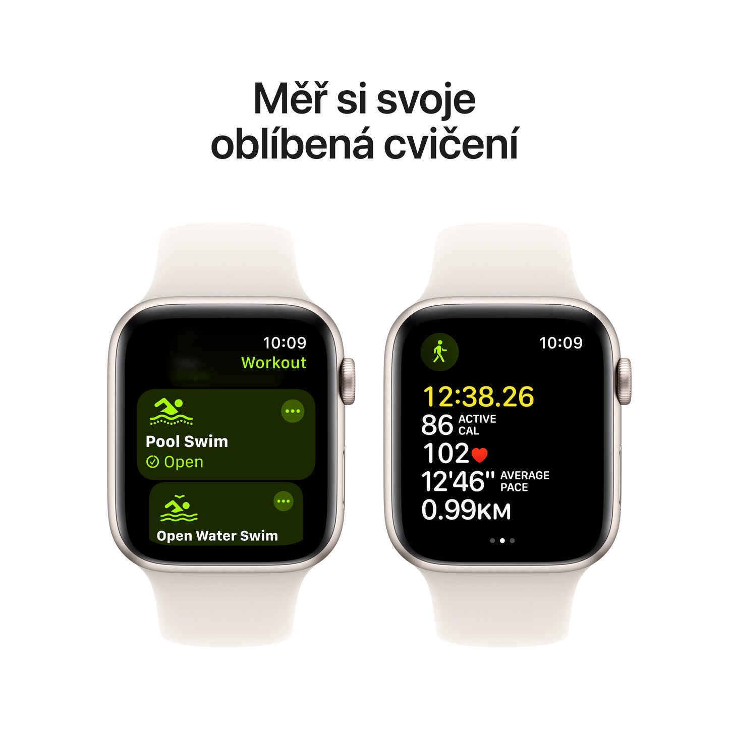 Apple Watch SE GPS + Cellular 40mm hvězdně bílé hliníkové pouzdro s hvězdně bílým sportovním řemínkem - M/L (otevřený)