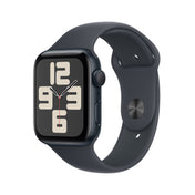 Apple Watch SE GPS 44mm temně ikoustové hliníkové pouzdro s temně inkoustovým sportovním řemínkem - S/M