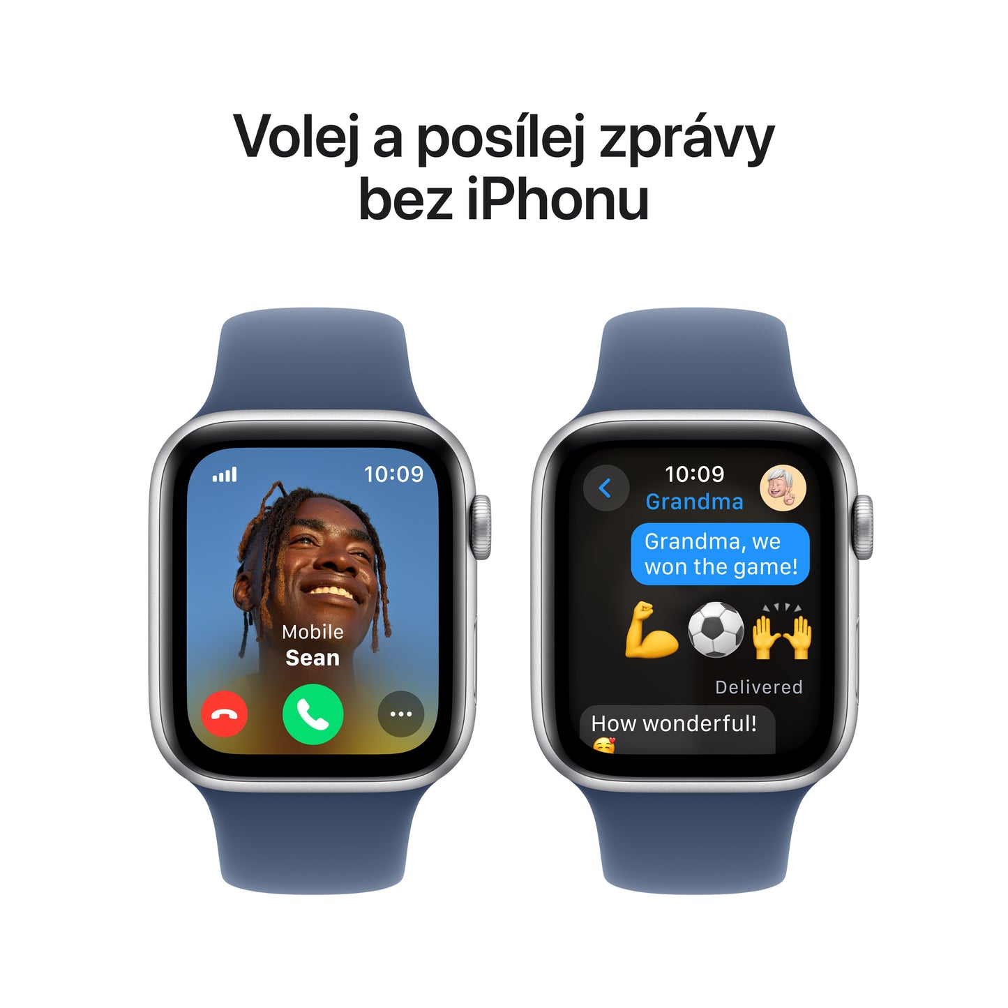 Apple Watch SE GPS + Cellular 44mm stříbrné hliníkové pouzdro s denimovým sportovním řemínkem - M/L